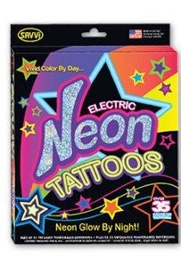 Boîte de 35 tatouages temporaires qui brillent dans le noir