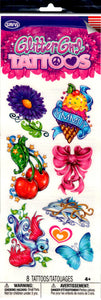 Glitter cherry temporary tattoo pack