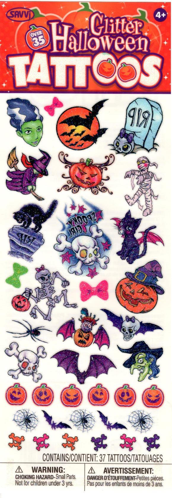 Pochette de tatouages scintillants Glitter Halloween