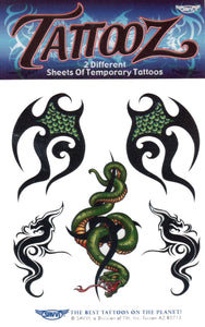 pochette de tatouages temporaires serpents et dragons