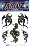 pochette de tatouages temporaires serpents et dragons