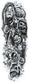 Très grand tatouage monochrome crânes et moto 48cm