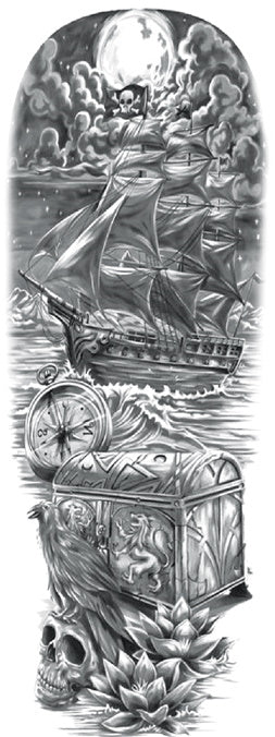 Tatouage full arm pirate