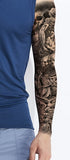 Tattoo full arm monochrome avec un ange et des têtes de mort