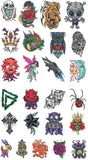 25 tattoos variés dans une grande pochette