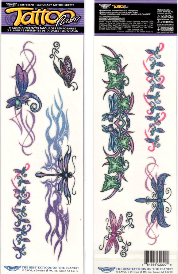 Pochette de tatouages scintillants papillons