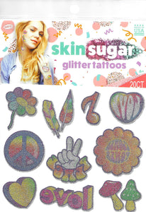 Pochette de tatouages peace and love skin sugar tattoos