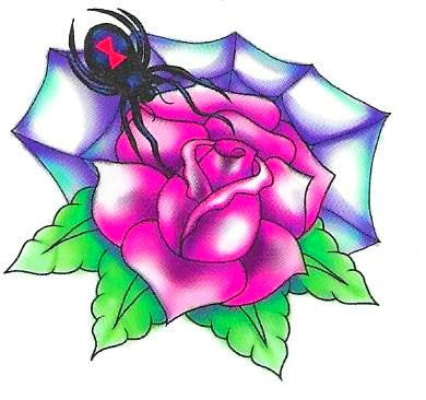Tatouage d'une araignee sur une rose