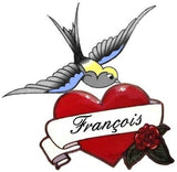 Tattoo personnalisé hirondelle avec le texte que vous voulez