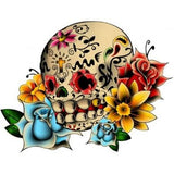 Tatouage temporaire tête de mort fleurie mexicaine 6 cm