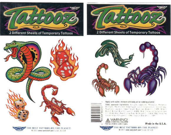 Pochette de tattoos scorpions et serpents