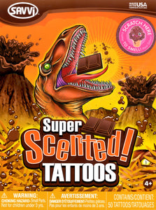 Pochette de tatouages dinosaures parfumés au chocolat