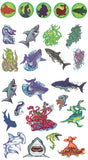 25 tatouages temporaires requins, piuevres, baleine et autres créatures sous marines