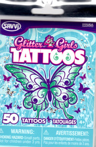 Pochette de 50 tatouages temporaires scintillants