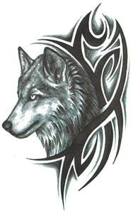 Grand tatouage temporaire loup tribal