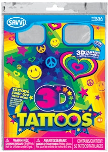 Pochette de tatouages temporaires 3D peace and love