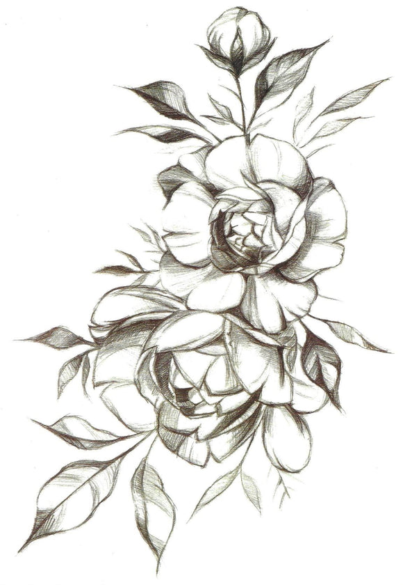 Tatouage temporaire roses grises