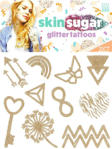 Pochette de tatouages dorés skin sugar tattoos