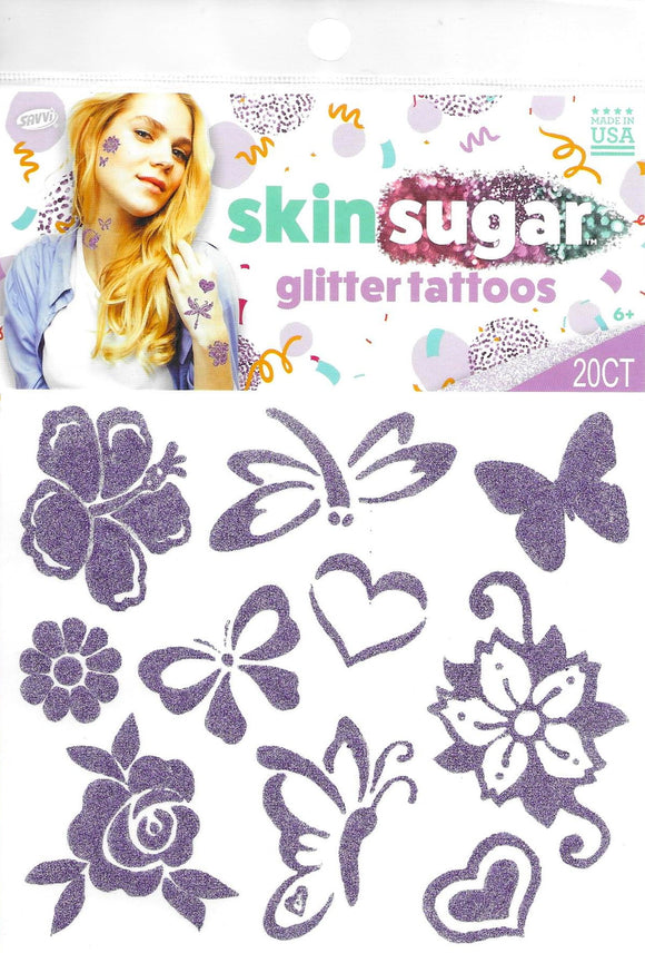Pochette de 20 tatouages violets skin sugar tattoos