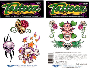 Pochette de tatouages temporaires crânes