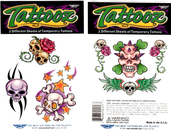 Pochette de tatouages temporaires crânes